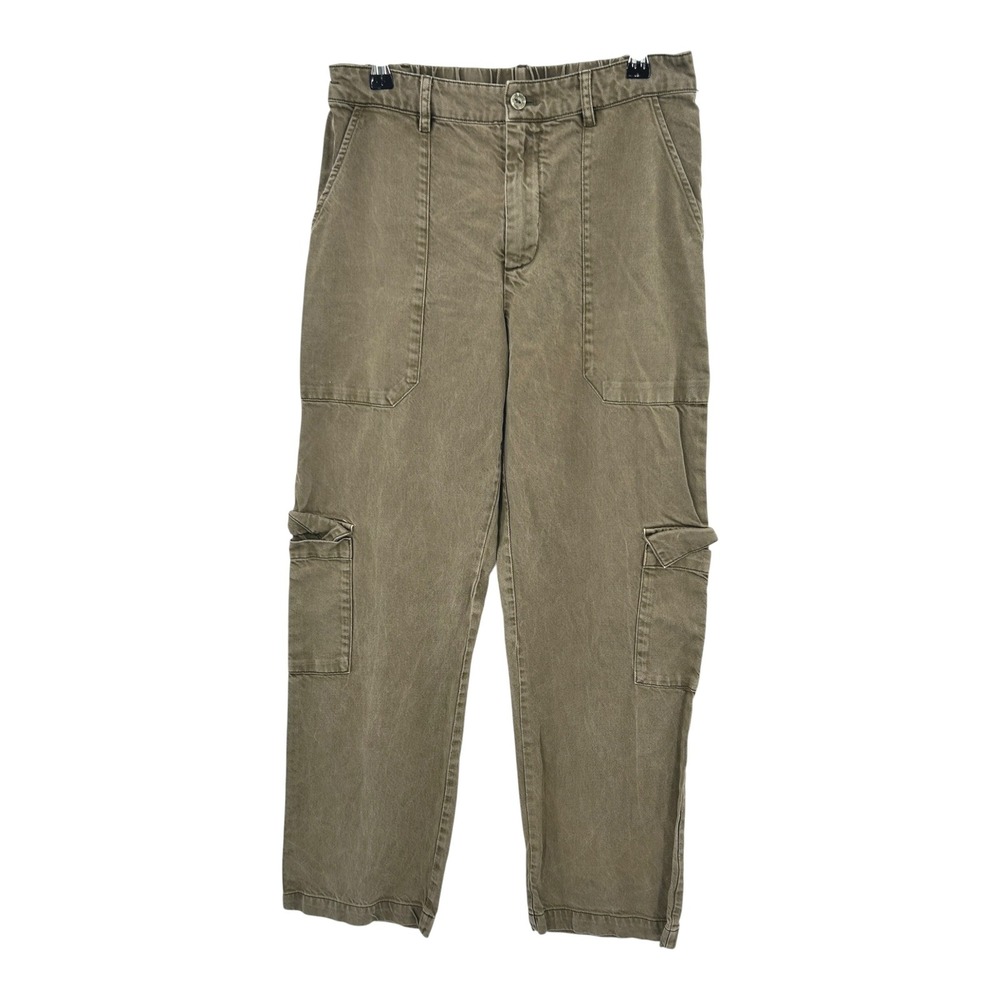 YFB Olive Cargo‎ Pants Small Elastic Waist Y2K Utility Workwear Minimalist